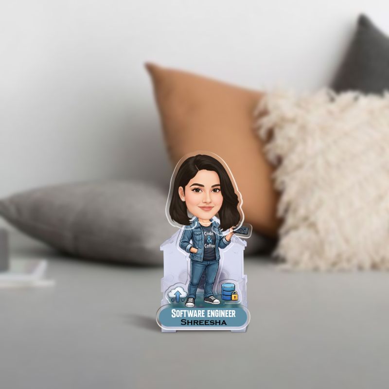 Personalized Software Engineer Bobblehead Caricature  Custom with Name Battery Powered Shaking Head Feature  Unique IT Professional Desk Decor & Office Gift for Coders & Developers